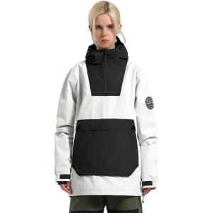 GSOU SNOW Women Ski Jacket Snow Coat Waterproof Windproof Snowboarding Jacket Coat Insulated Warm Winter(Black White)