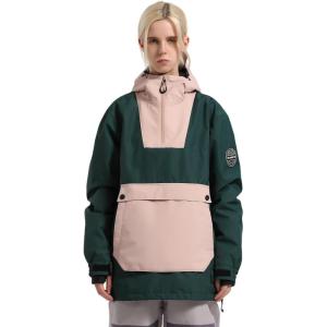 GSOU SNOW Women Ski Jacket Snow Coat Waterproof Windproof Snowboarding Jacket Coat Insulated Warm Winter(Green Pink)
