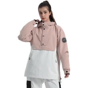GSOU SNOW Women Ski Jacket Snow Coat Waterproof Windproof Snowboarding Jacket Coat Insulated Warm Winter(Pink White)