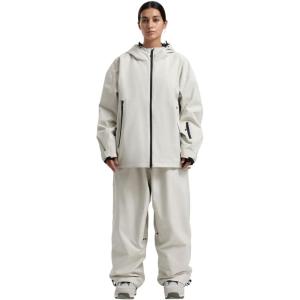 GSOU SNOW Women Ski Jacket and Pants Set Men Snowboard Jacket Baggy Snow Suit Waterproof Windproof Insulation Ski suit(Beige)