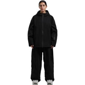 GSOU SNOW Women Ski Jacket and Pants Set Men Snowboard Jacket Baggy Snow Suit Waterproof Windproof Insulation Ski suit(Black)