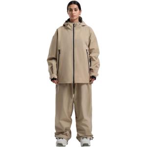 GSOU SNOW Women Ski Jacket and Pants Set Men Snowboard Jacket Baggy Snow Suit Waterproof Windproof Insulation Ski suit(Khaki)
