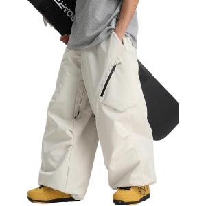 GSOU SNOW Womens Mens Snow Pants Baggy Snowboard Ski Pant Loose Waterproof Windproof Insulated(Beige)