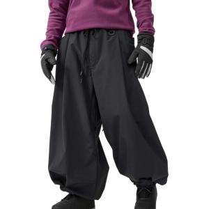 GSOU SNOW Womens Mens Snow Pants Baggy Snowboard Ski Pant Loose Waterproof Windproof Insulated(Black-1)