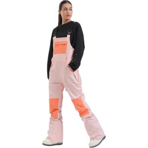 GSOU SNOW Womens Ski Bibs Snowboard Bibs Pants Snow Overalls Waterproof Windproof Winter Outdoor Sports Insulated Warm(Pink & Orange)