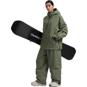 GSOU SNOW Womens Ski Jacket and Pants Set Snowsuit Snow Coat Waterproof Windproof Ski Suit Warm for Winter(Army Green-5)