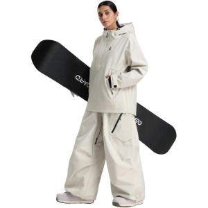 GSOU SNOW Womens Ski Jacket and Pants Set Snowsuit Snow Coat Waterproof Windproof Ski Suit Warm for Winter(Beige)