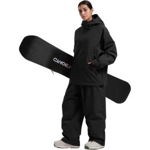 GSOU SNOW Womens Ski Jacket and Pants Set Snowsuit Snow Coat Waterproof Windproof Ski Suit Warm for Winter(Black-5)