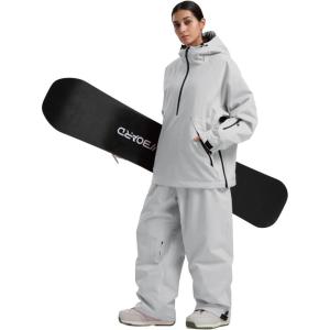 GSOU SNOW Womens Ski Jacket and Pants Set Snowsuit Snow Coat Waterproof Windproof Ski Suit Warm for Winter(Grey-5)