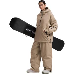GSOU SNOW Womens Ski Jacket and Pants Set Snowsuit Snow Coat Waterproof Windproof Ski Suit Warm for Winter(Khaki-5)