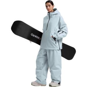 GSOU SNOW Womens Ski Jacket and Pants Set Snowsuit Snow Coat Waterproof Windproof Ski Suit Warm for Winter(Light Blue-5)