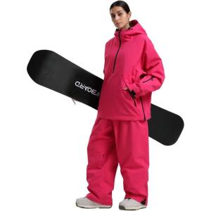 GSOU SNOW Womens Ski Jacket and Pants Set Snowsuit Snow Coat Waterproof Windproof Ski Suit Warm for Winter(Rose-5)