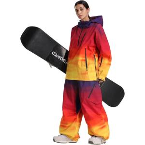 GSOU SNOW Womens Ski Jacket and Pants Set Snowsuit Snow Coat Waterproof Windproof Ski Suit Warm for Winter(Yellow&red)