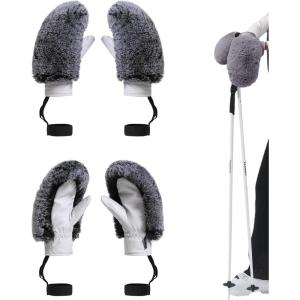 GSOU SNOW Women’s Ski Mittens Faux Fur Snowboard Gloves Snow Mittens Winter Outdoor Warm(Gray)