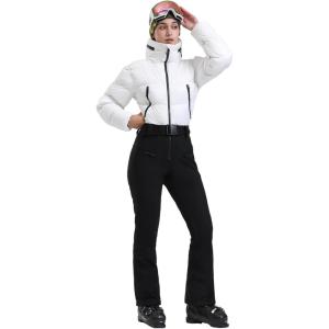 GSOU SNOW Womens Ski Suits Down One Piece Snowsuit Waterproof Snowboard Jumpsuits Winter Ski Outfit(White)