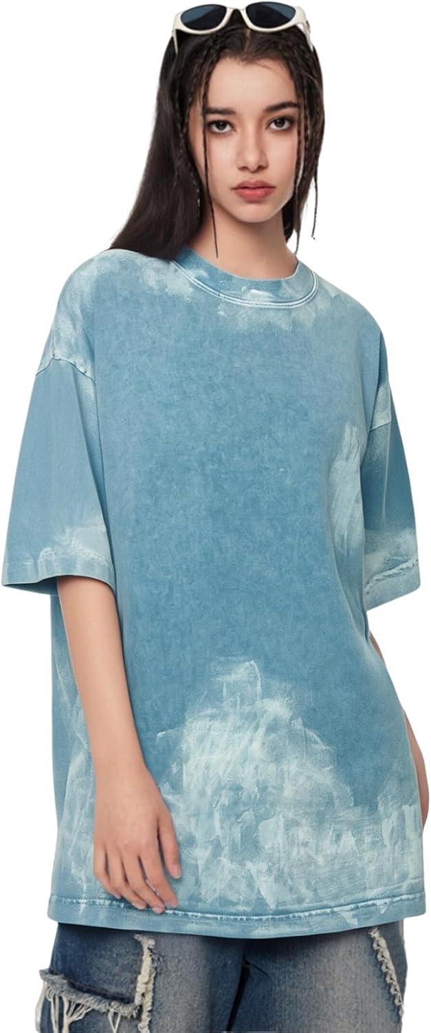 image:imageGSOU SNOW Men Oversized T Shirt Cotton Casual Unisex Short Sleeve Vintage Baggy Tee Shirts Washed Mens StreetwearBlackgreyblue