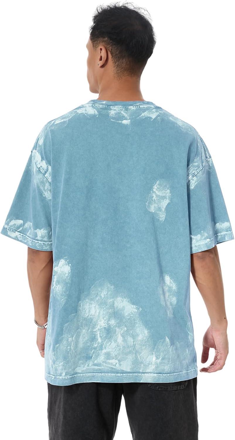 image:imageGSOU SNOW Men Oversized T Shirt Cotton Casual Unisex Short Sleeve Vintage Baggy Tee Shirts Washed Mens StreetwearBlackgreyblue