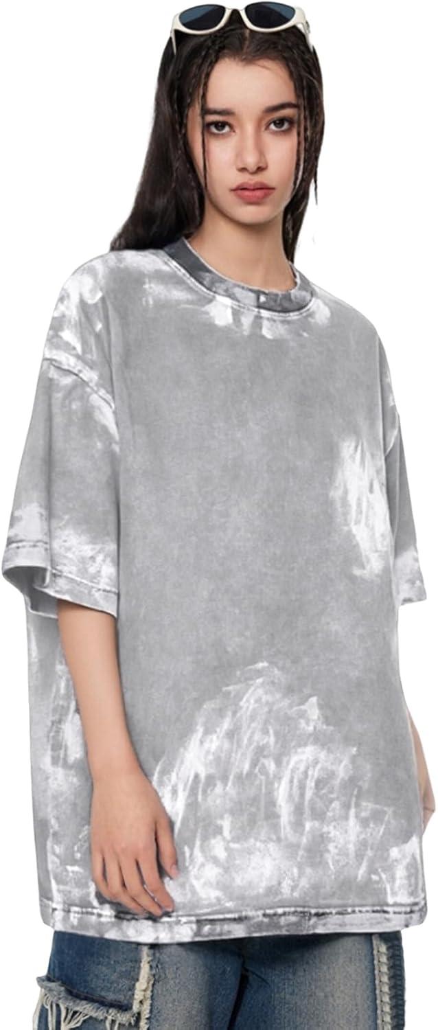 image:imageGSOU SNOW Men Oversized T Shirt Cotton Casual Unisex Short Sleeve Vintage Baggy Tee Shirts Washed Mens StreetwearBlackgreygrey