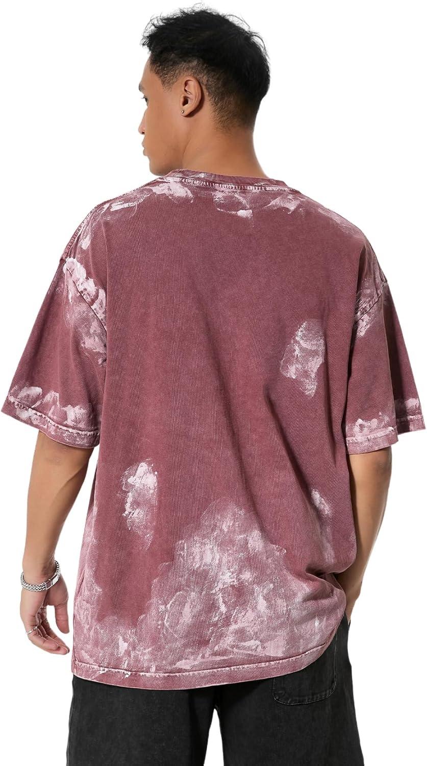 image:imageGSOU SNOW Men Oversized T Shirt Cotton Casual Unisex Short Sleeve Vintage Baggy Tee Shirts Washed Mens StreetwearBlackgreyred