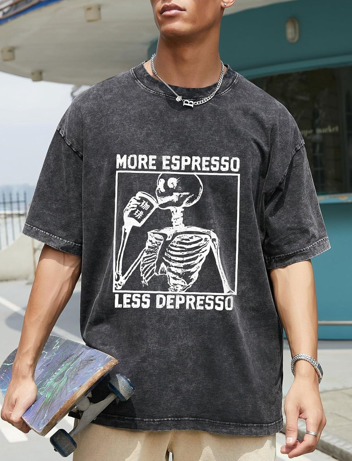 image:imageGSOU SNOW Men Oversized T Shirt Cotton Casual Unisex Short Sleeve Vintage Baggy Tee Shirts Washed Mens StreetwearWashed Black2