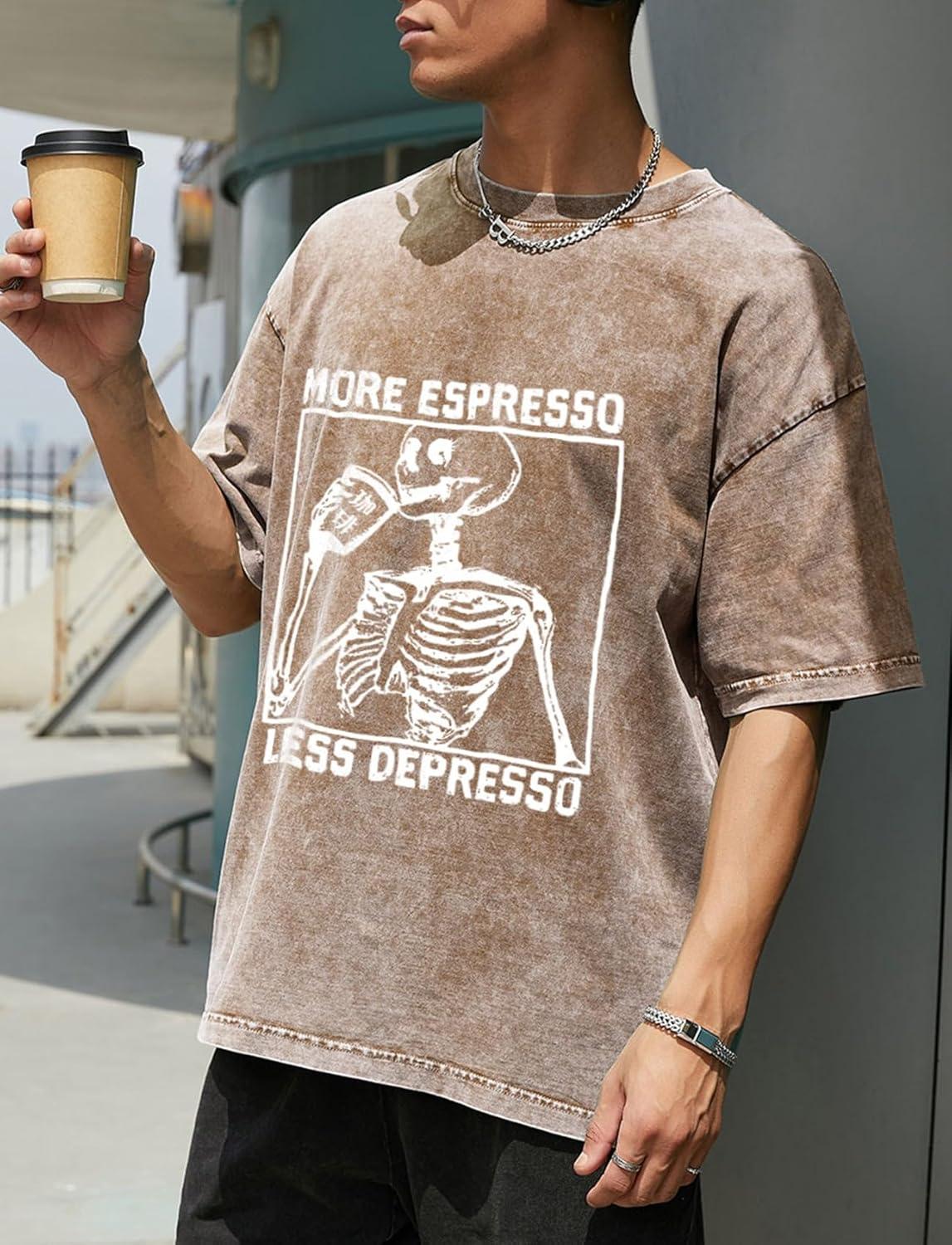 image:imageGSOU SNOW Men Oversized T Shirt Cotton Casual Unisex Short Sleeve Vintage Baggy Tee Shirts Washed Mens StreetwearWashed Coffee2