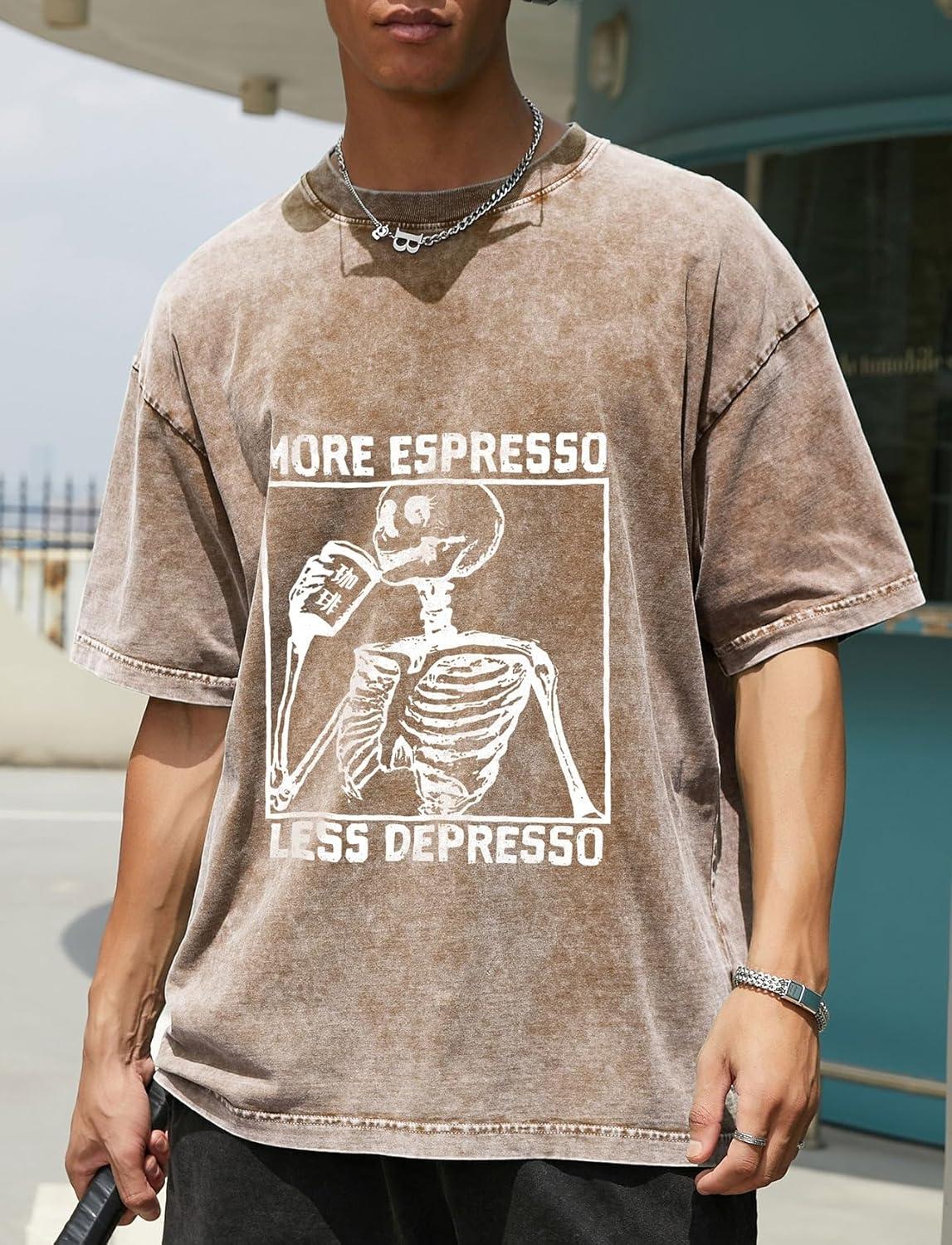 image:imageGSOU SNOW Men Oversized T Shirt Cotton Casual Unisex Short Sleeve Vintage Baggy Tee Shirts Washed Mens StreetwearWashed Coffee2