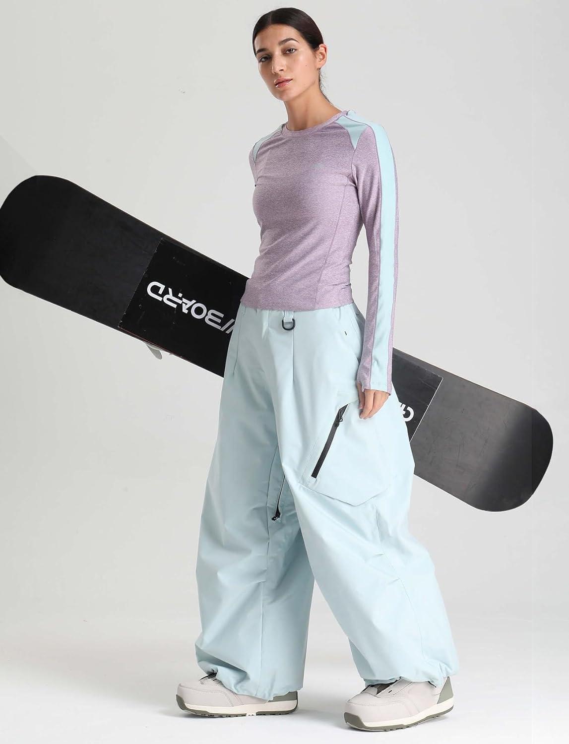 image:imageGSOU SNOW Mens Baggy Snowboard Pants Womens Snow Pants Loose Waterproof Ski Pants for SkiingSky Blue