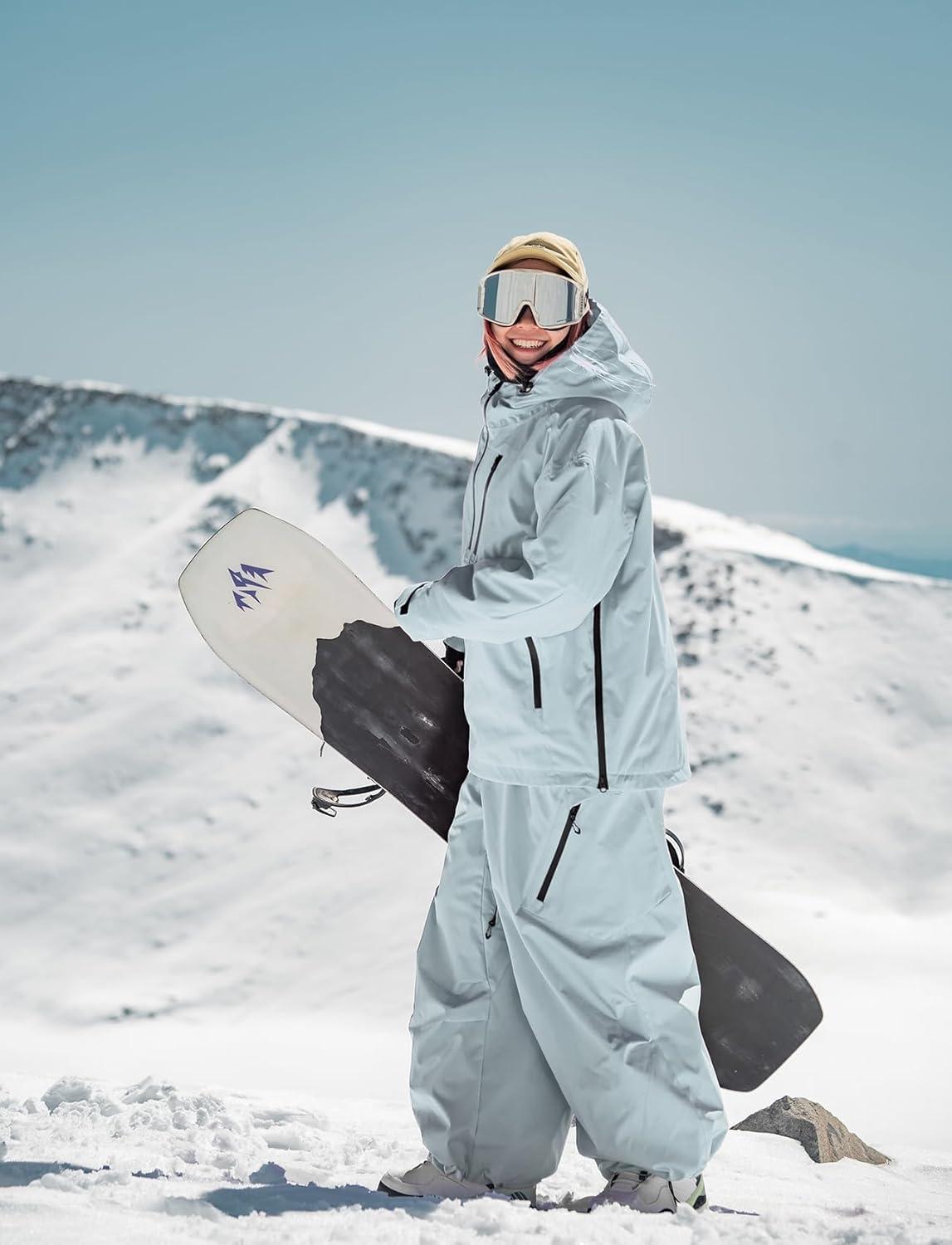 image:imageGSOU SNOW Mens Baggy Snowboard Pants Womens Snow Pants Loose Waterproof Ski Pants for SkiingSky Blue