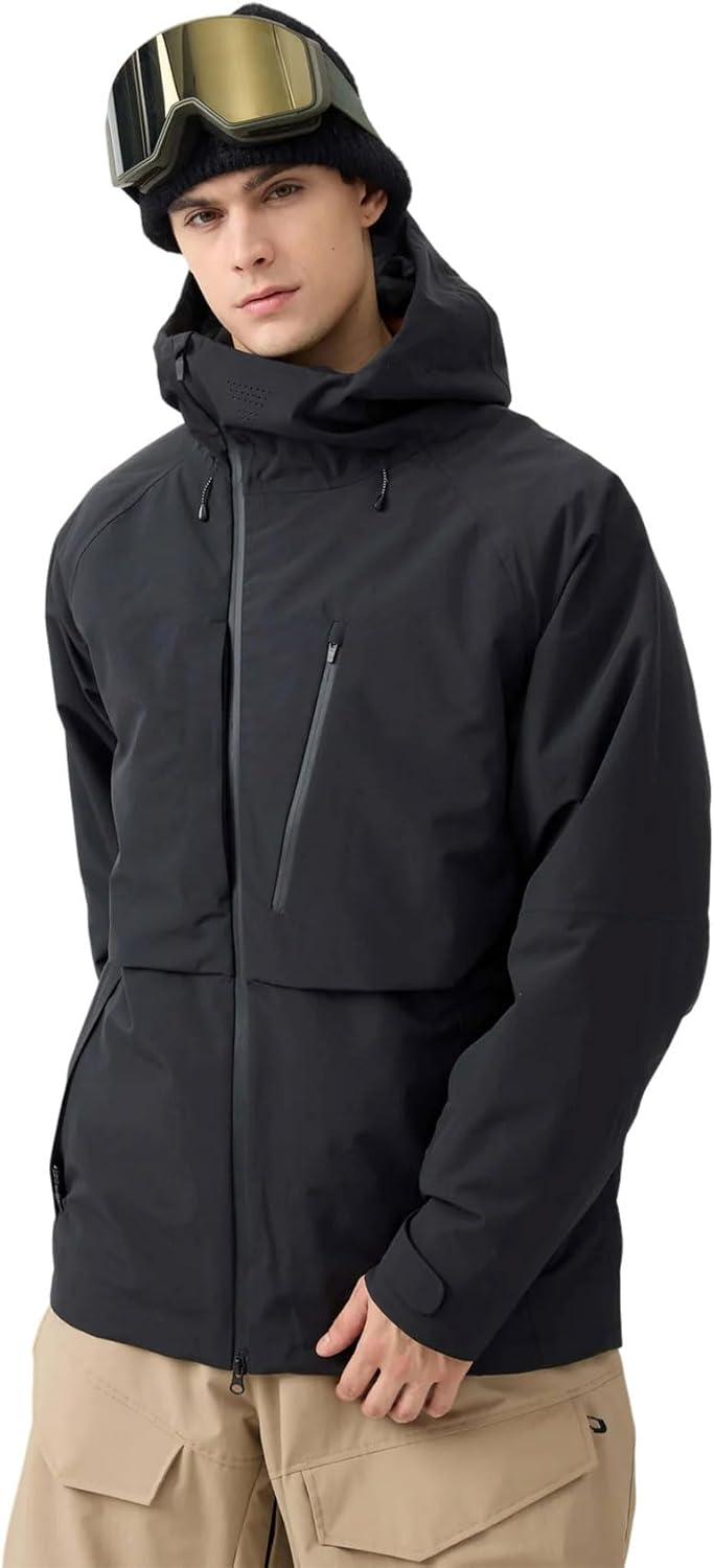 image:imageGSOU SNOW Mens Snowboard Jacket Waterproof Ski Coat Winter Snow Insulated Windproof JacketBlack