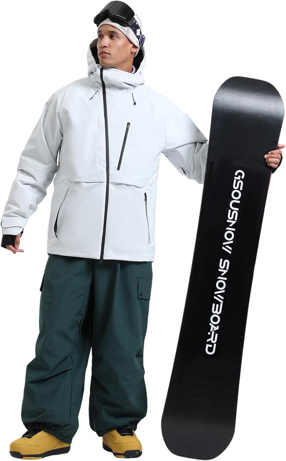 image:imageGSOU SNOW Mens Snowboard Jacket Waterproof Ski Coat Winter Snow Insulated Windproof JacketGrey