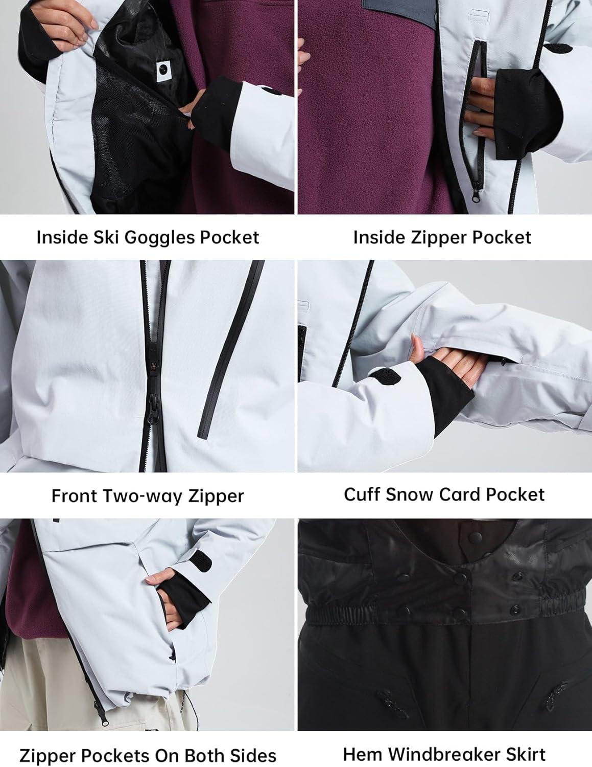 image:imageGSOU SNOW Mens Snowboard Jacket Waterproof Ski Coat Winter Snow Insulated Windproof JacketGrey