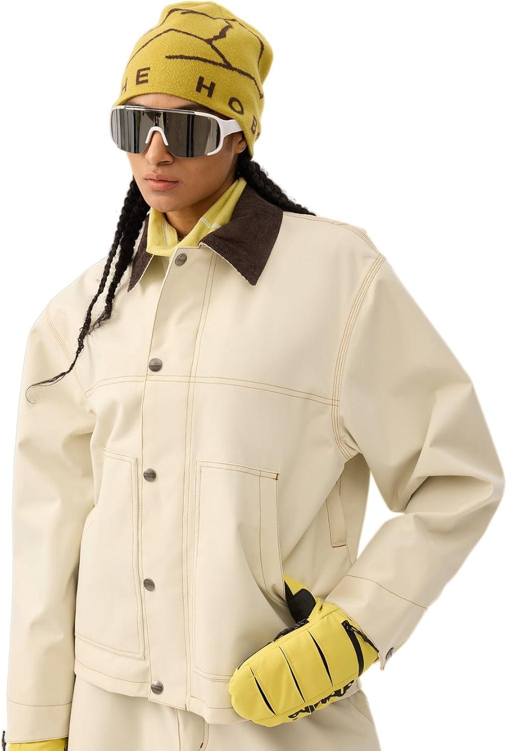 image:imageGSOU SNOW Snowboard Jacket Men Ski Jackets Women Snow Jacket Snowboarding Coat Mountain Hooded Waterproof WindproofBeige 1