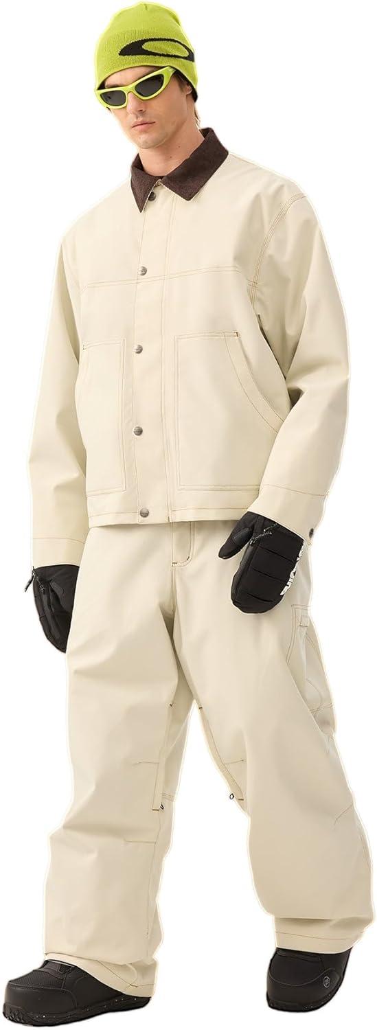 image:imageGSOU SNOW Snowboard Jacket Men Ski Jackets Women Snow Jacket Snowboarding Coat Mountain Hooded Waterproof WindproofBeige 1