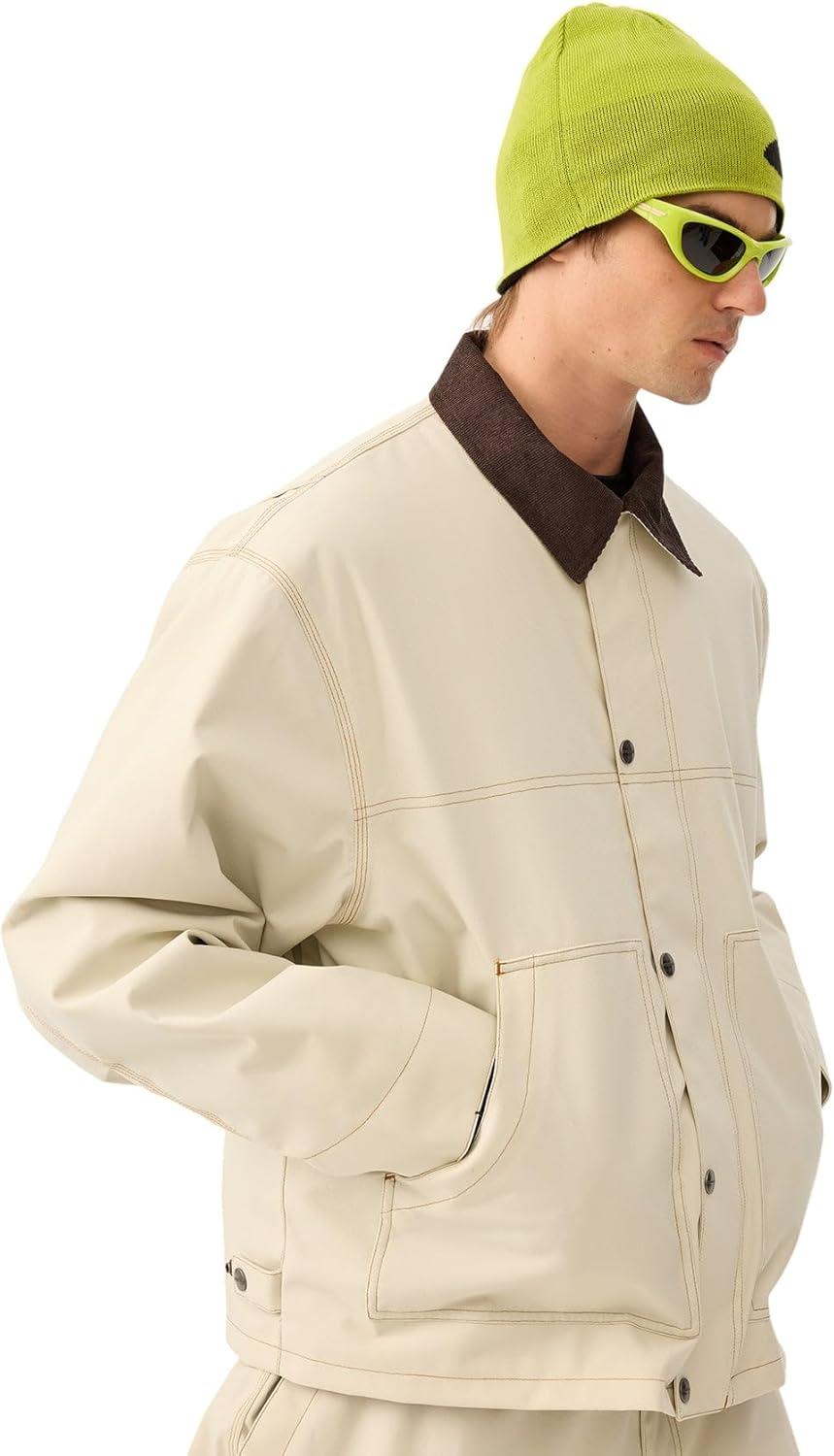 image:imageGSOU SNOW Snowboard Jacket Men Ski Jackets Women Snow Jacket Snowboarding Coat Mountain Hooded Waterproof WindproofBeige 1