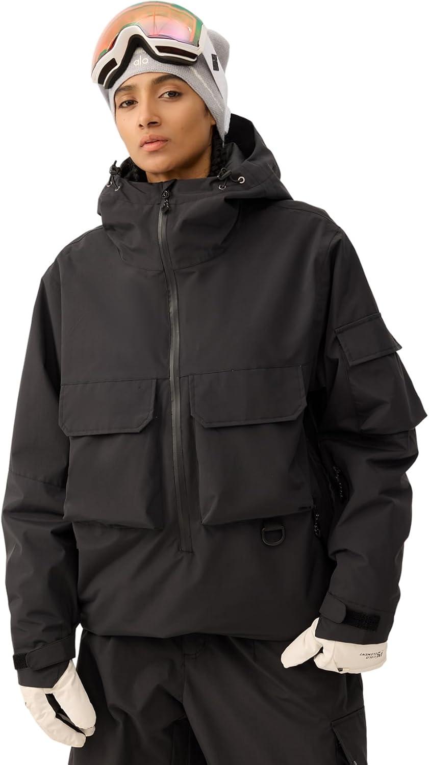 image:imageGSOU SNOW Snowboard Jacket Men Ski Jackets Women Snow Jacket Snowboarding Coat Mountain Hooded Waterproof WindproofBlack
