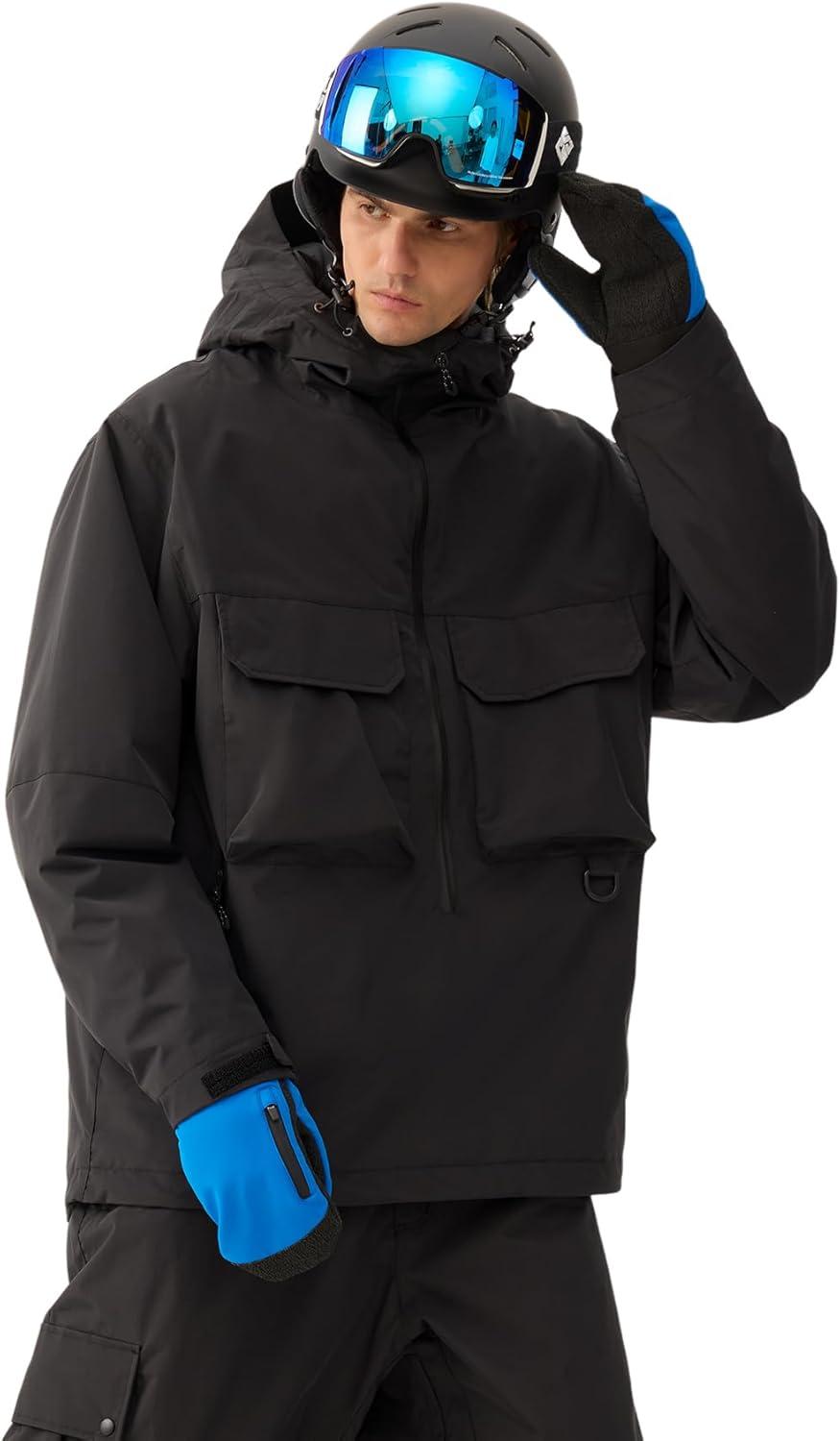 image:imageGSOU SNOW Snowboard Jacket Men Ski Jackets Women Snow Jacket Snowboarding Coat Mountain Hooded Waterproof WindproofBlack