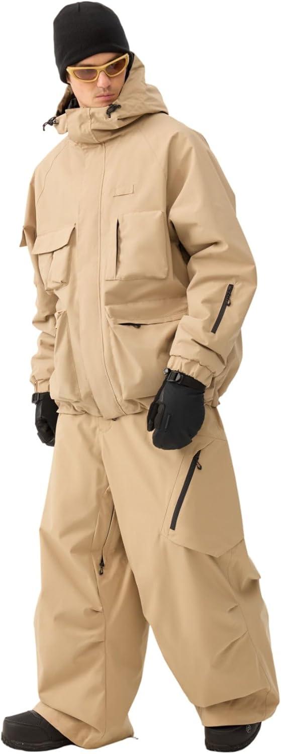 image:imageGSOU SNOW Snowboard Jacket Men Ski Jackets Women Snow Jacket Snowboarding Coat Mountain Hooded Waterproof WindproofKhaki03