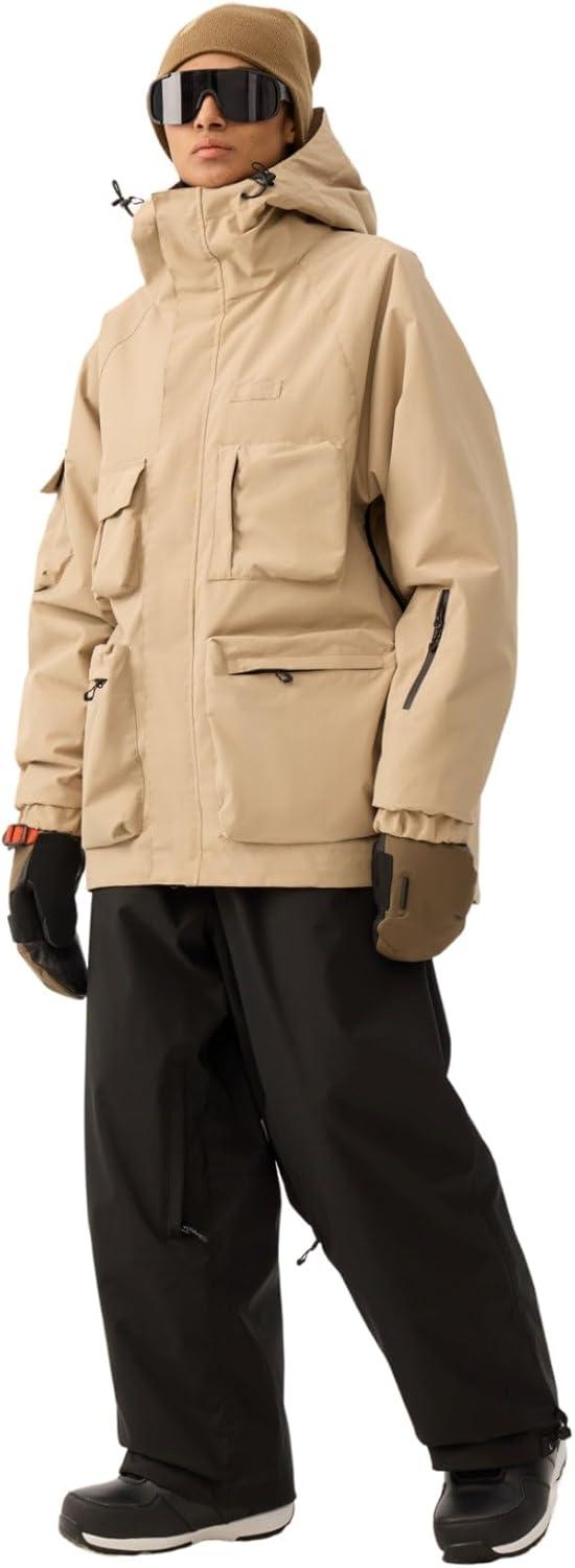 image:imageGSOU SNOW Snowboard Jacket Men Ski Jackets Women Snow Jacket Snowboarding Coat Mountain Hooded Waterproof WindproofKhaki03