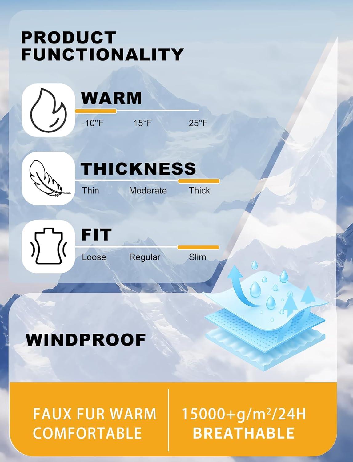 image:imageGSOU SNOW Women Ski Suit One Piece Snowsuit Snowboard Faux Fur Collar Slim Jumpsuit Jacket Insulated Windproof Outdoor WinterOrange Color