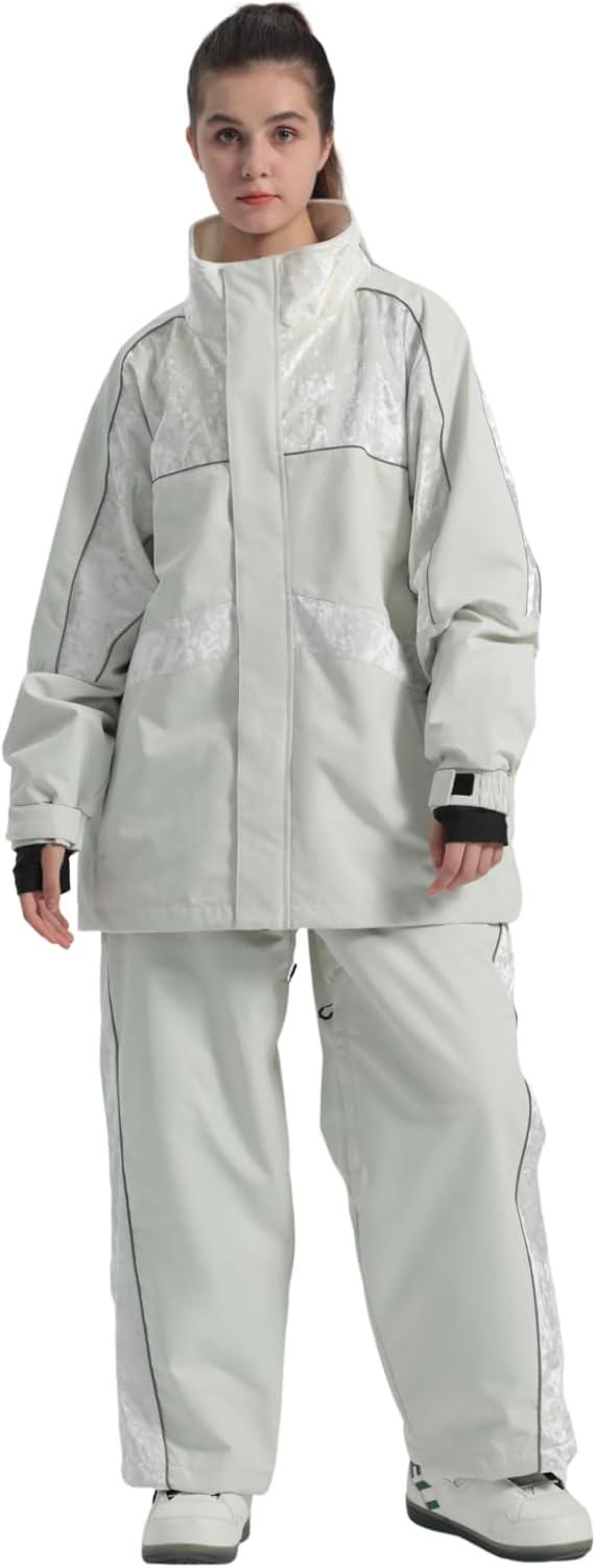 image:imageGSOU SNOW Womens Ski Pants Mens Snowboard Pants Waterproof Snow Pants for Winter Outdoor Sport WarmBeige4