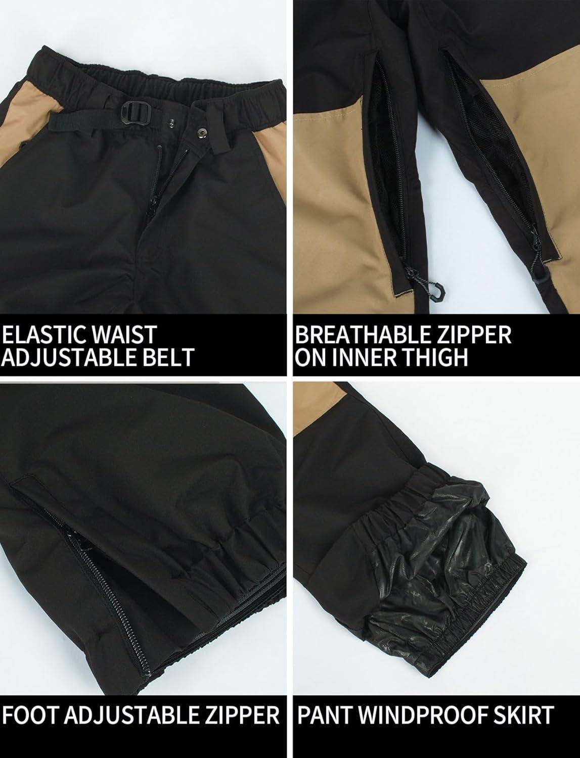 image:imageGSOU SNOW Womens Ski Pants Mens Snowboard Pants Waterproof Snow Pants for Winter Outdoor Sport WarmBlack