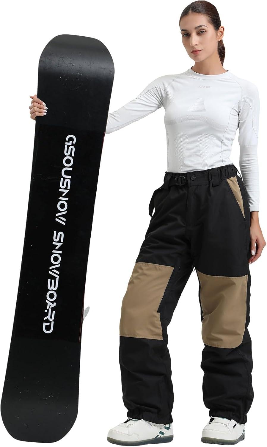 image:imageGSOU SNOW Womens Ski Pants Mens Snowboard Pants Waterproof Snow Pants for Winter Outdoor Sport WarmBlack