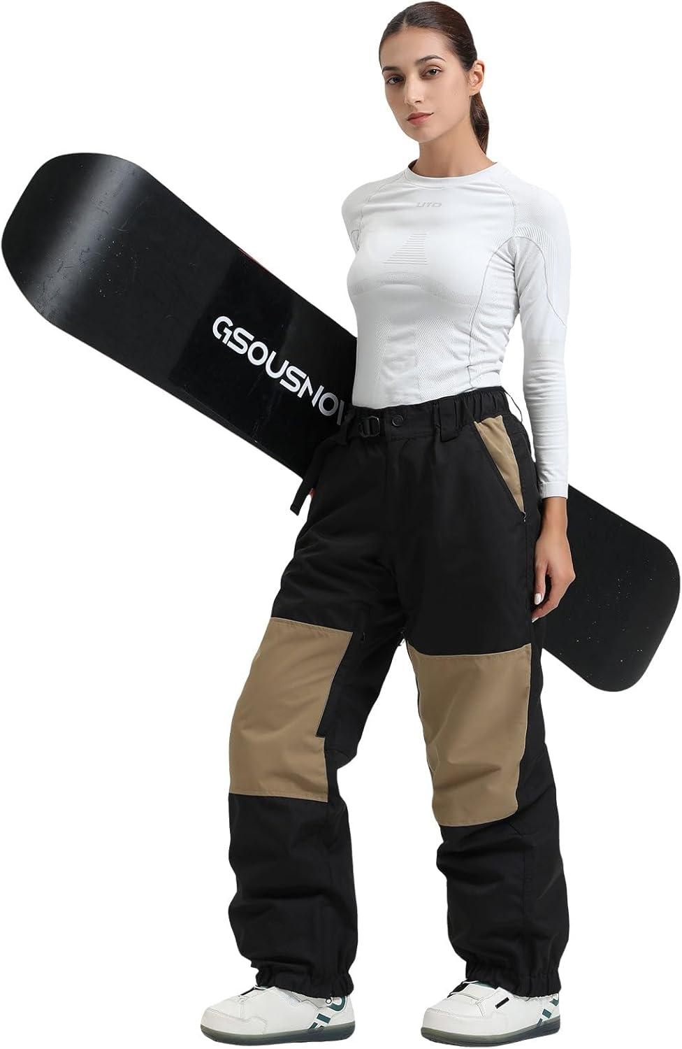 image:imageGSOU SNOW Womens Ski Pants Mens Snowboard Pants Waterproof Snow Pants for Winter Outdoor Sport WarmBlack