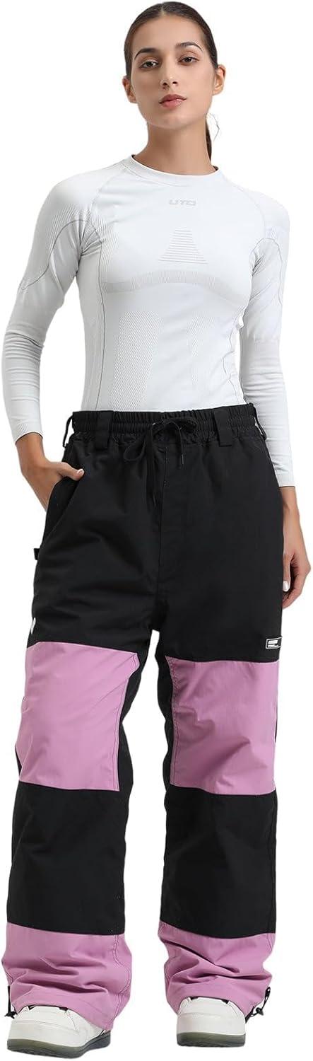 image:imageGSOU SNOW Womens Ski Pants Mens Snowboard Pants Waterproof Snow Pants for Winter Outdoor Sport WarmBlack Pink