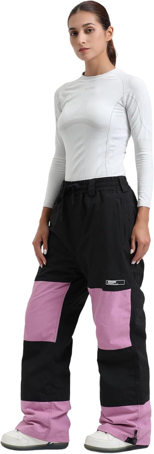 image:imageGSOU SNOW Womens Ski Pants Mens Snowboard Pants Waterproof Snow Pants for Winter Outdoor Sport WarmBlack Pink