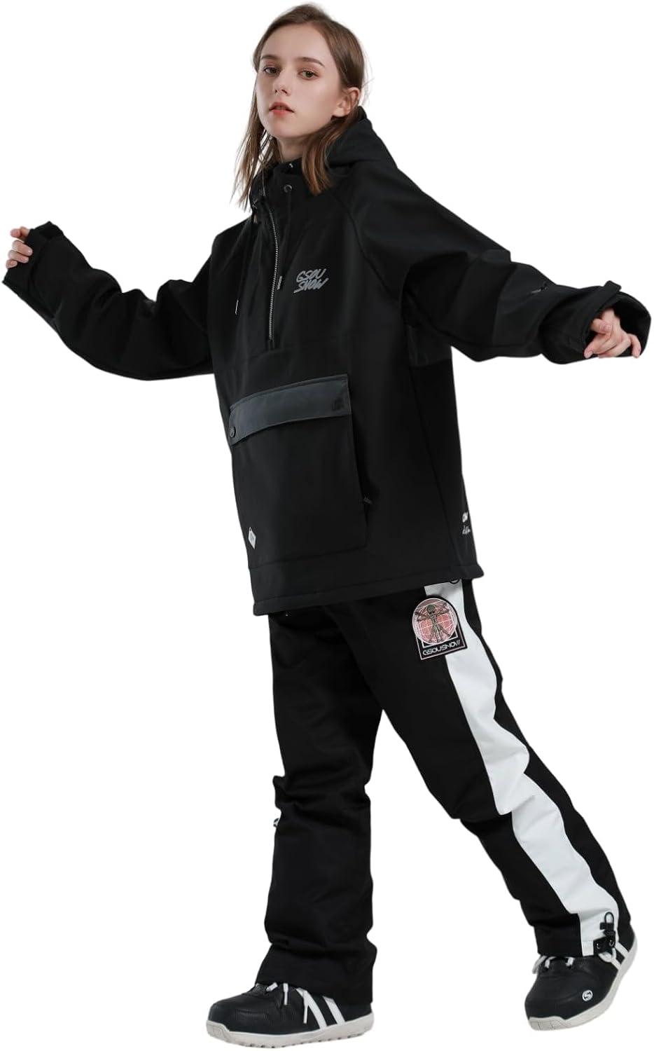 image:imageGSOU SNOW Womens Ski Pants Mens Snowboard Pants Waterproof Snow Pants for Winter Outdoor Sport WarmBlack6