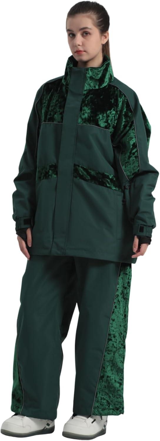 image:imageGSOU SNOW Womens Ski Pants Mens Snowboard Pants Waterproof Snow Pants for Winter Outdoor Sport WarmGreen1