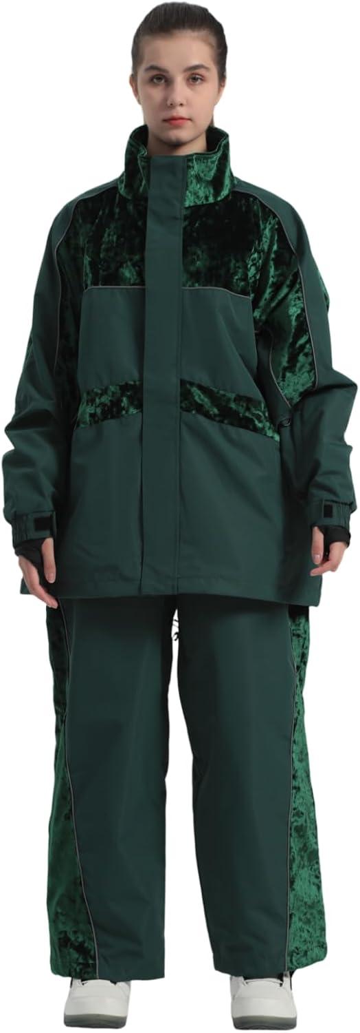 image:imageGSOU SNOW Womens Ski Pants Mens Snowboard Pants Waterproof Snow Pants for Winter Outdoor Sport WarmGreen1