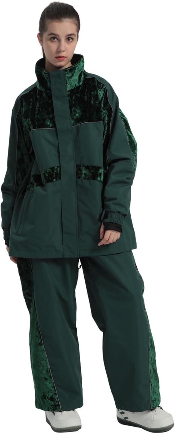 image:imageGSOU SNOW Womens Ski Pants Mens Snowboard Pants Waterproof Snow Pants for Winter Outdoor Sport WarmGreen1