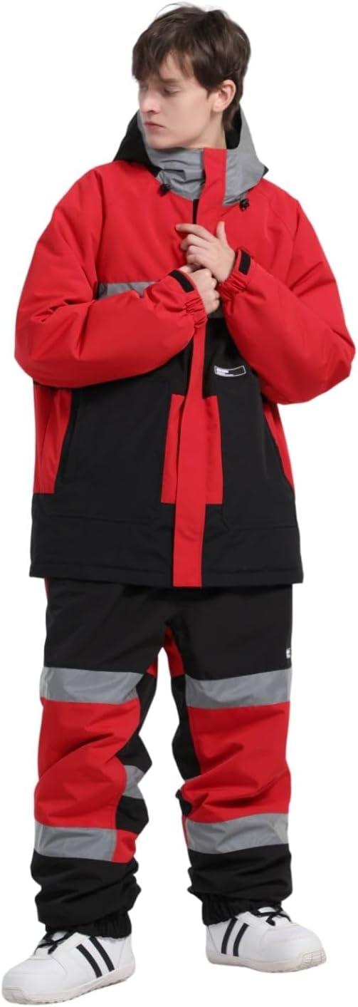 image:imageGSOU SNOW Womens Ski Pants Mens Snowboard Pants Waterproof Snow Pants for Winter Outdoor Sport WarmRed1
